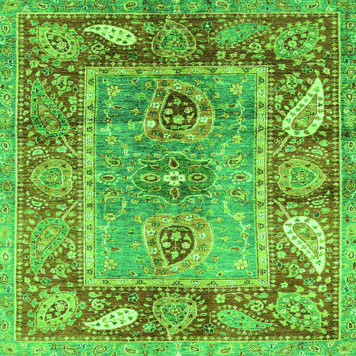 Square Machine Washable Oriental Green Traditional Area Rugs, wshabs3531grn