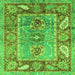 Square Machine Washable Oriental Green Traditional Area Rugs, wshabs3531grn