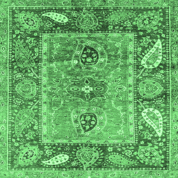 Square Machine Washable Oriental Emerald Green Traditional Area Rugs, wshabs3531emgrn