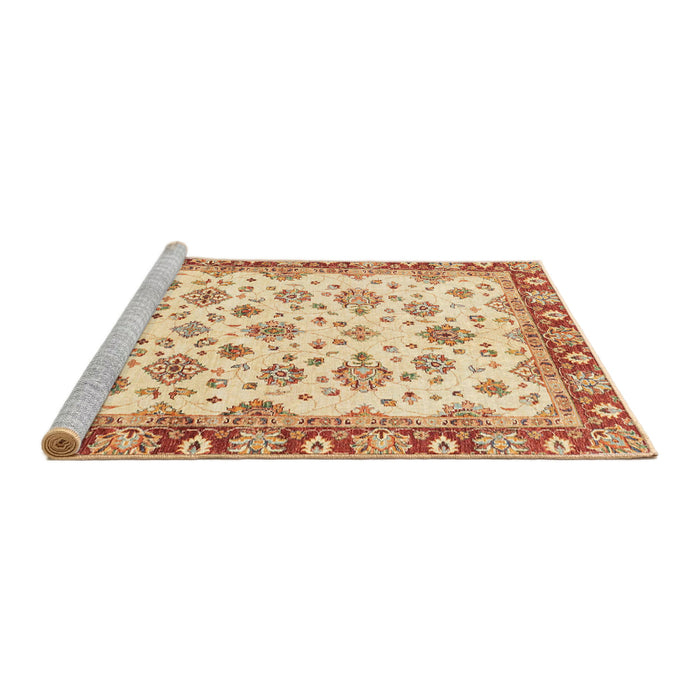 Sideview of Machine Washable Abstract Brown Gold Rug, wshabs3532