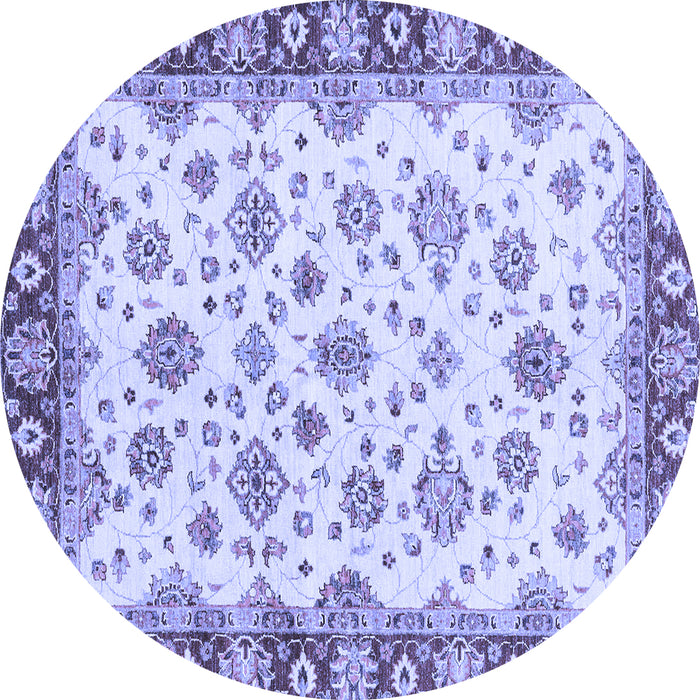 Round Abstract Blue Modern Rug, abs3532blu
