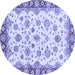 Round Abstract Blue Modern Rug, abs3532blu