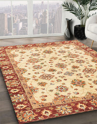 Abstract Brown Gold Modern Rug, abs3532