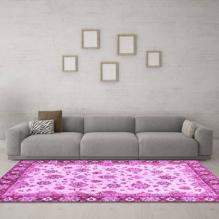 Machine Washable Abstract Purple Modern Area Rugs in a Living Room, wshabs3532pur