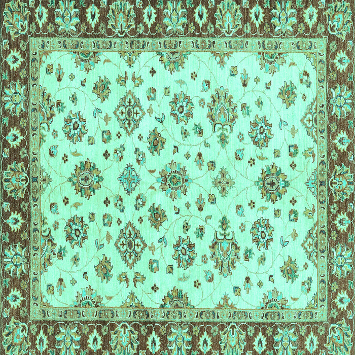 Square Abstract Turquoise Modern Rug, abs3532turq