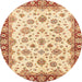 Round Machine Washable Abstract Brown Gold Rug, wshabs3532