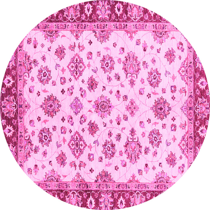 Round Abstract Pink Modern Rug, abs3532pnk