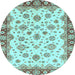 Round Machine Washable Abstract Light Blue Modern Rug, wshabs3532lblu