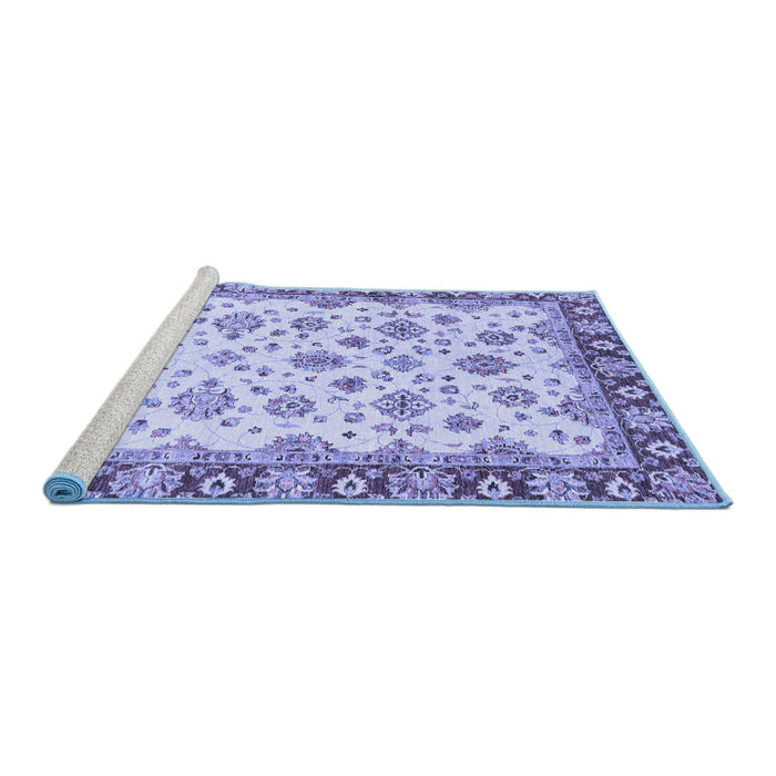 Sideview of Machine Washable Abstract Blue Modern Rug, wshabs3532blu