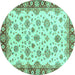 Round Abstract Turquoise Modern Rug, abs3532turq