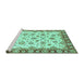 Sideview of Machine Washable Abstract Turquoise Modern Area Rugs, wshabs3532turq