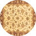 Round Abstract Brown Modern Rug, abs3532brn