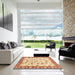 Square Machine Washable Abstract Brown Gold Rug in a Living Room, wshabs3532