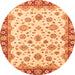 Round Abstract Orange Modern Rug, abs3532org