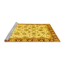 Sideview of Machine Washable Abstract Yellow Modern Rug, wshabs3532yw