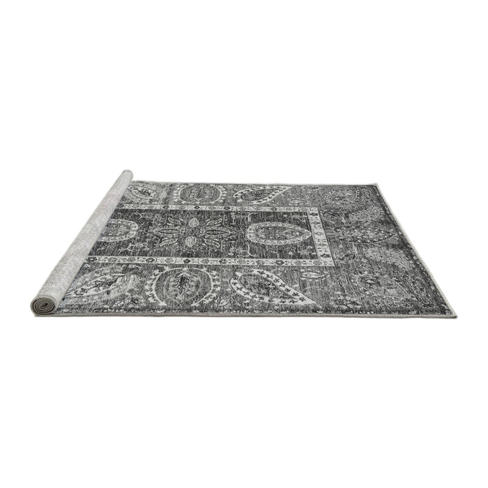 Sideview of Machine Washable Oriental Gray Traditional Rug, wshabs3533gry