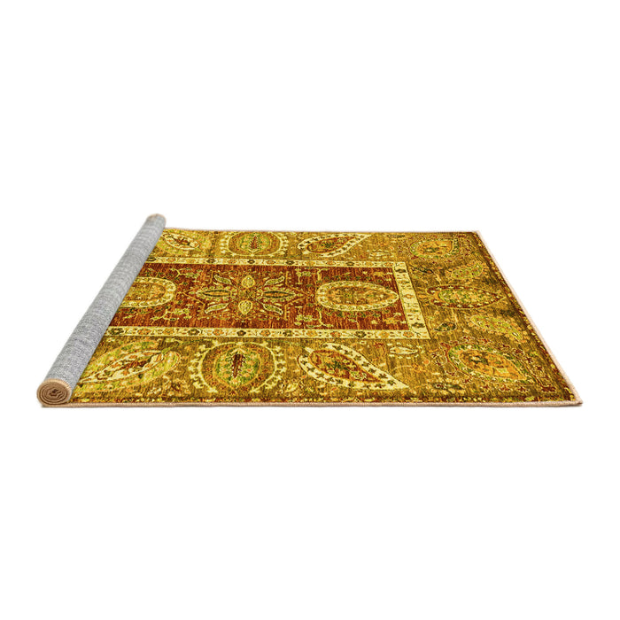 Sideview of Machine Washable Oriental Yellow Traditional Rug, wshabs3533yw