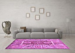 Machine Washable Oriental Purple Traditional Area Rugs in a Living Room, wshabs3533pur