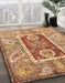 Abstract Yellow Orange Oriental Rug in Family Room, abs3533