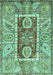 Machine Washable Oriental Turquoise Traditional Area Rugs, wshabs3533turq