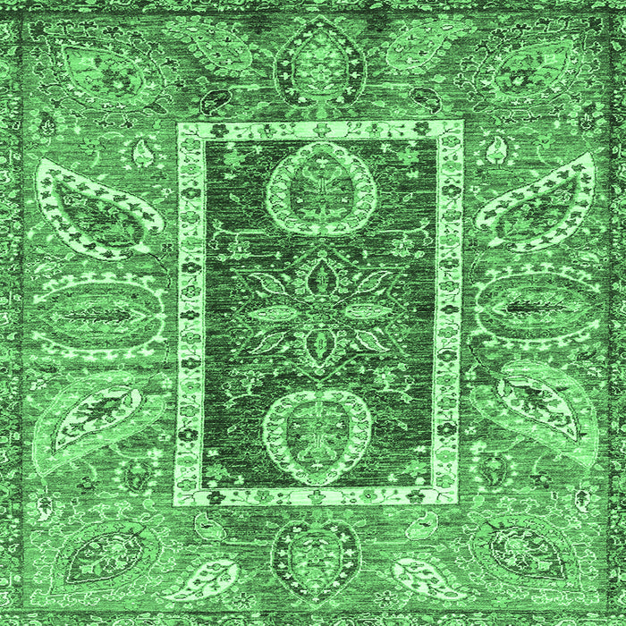 Square Oriental Emerald Green Traditional Rug, abs3533emgrn