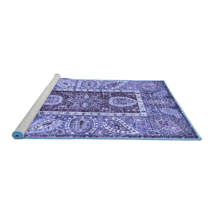 Sideview of Machine Washable Oriental Blue Traditional Rug, wshabs3533blu