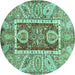 Round Oriental Turquoise Traditional Rug, abs3533turq