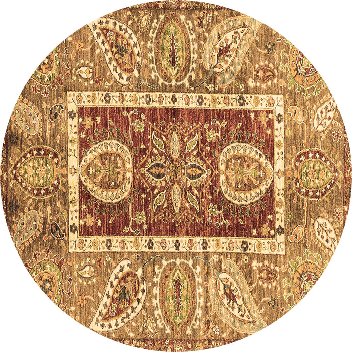 Round Machine Washable Oriental Brown Traditional Rug, wshabs3533brn