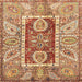 Square Abstract Yellow Orange Oriental Rug, abs3533