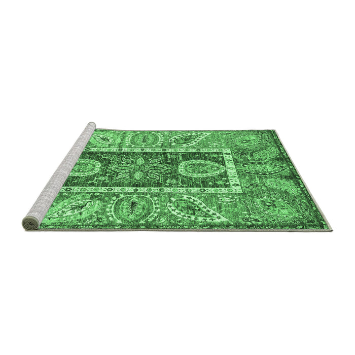 Sideview of Machine Washable Oriental Emerald Green Traditional Area Rugs, wshabs3533emgrn