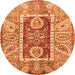 Round Oriental Orange Traditional Rug, abs3533org