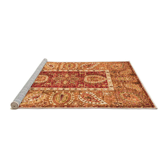 Sideview of Machine Washable Oriental Orange Traditional Area Rugs, wshabs3533org