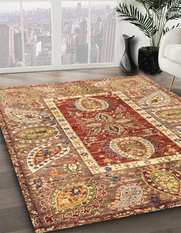 Machine Washable Abstract Yellow Orange Rug in a Family Room, wshabs3533