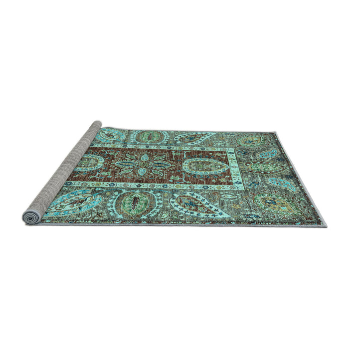 Sideview of Machine Washable Oriental Light Blue Traditional Rug, wshabs3533lblu
