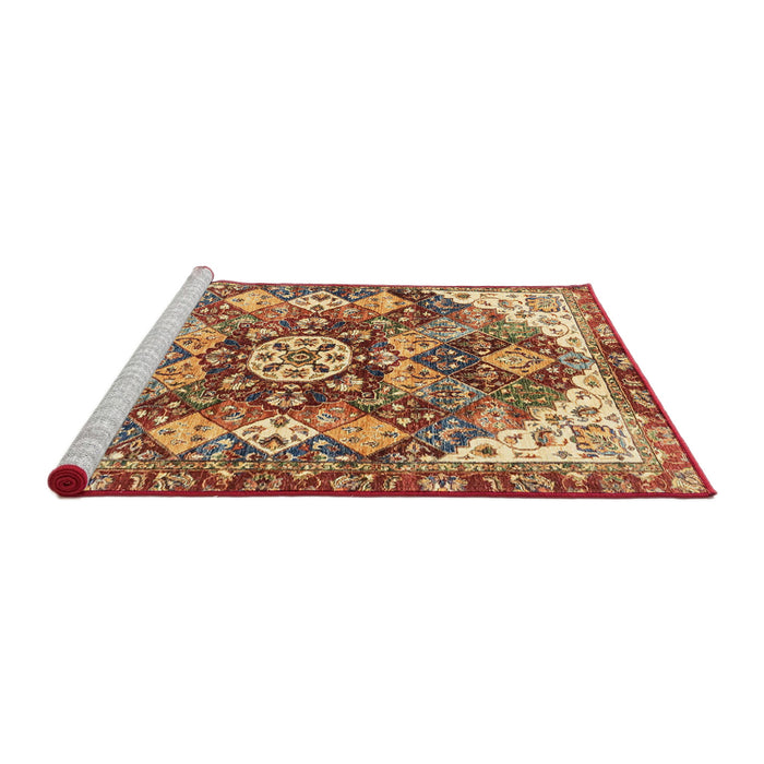 Sideview of Machine Washable Abstract Fire Brick Red Rug, wshabs3534