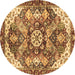 Round Abstract Brown Modern Rug, abs3534brn