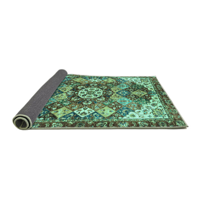 Sideview of Abstract Turquoise Modern Rug, abs3534turq