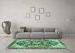 Machine Washable Abstract Turquoise Modern Area Rugs in a Living Room,, wshabs3534turq