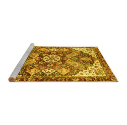 Sideview of Machine Washable Abstract Yellow Modern Rug, wshabs3534yw