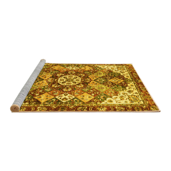 Sideview of Machine Washable Abstract Yellow Modern Rug, wshabs3534yw