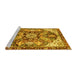 Sideview of Machine Washable Abstract Yellow Modern Rug, wshabs3534yw