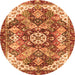 Round Abstract Orange Modern Rug, abs3534org