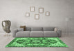 Machine Washable Abstract Emerald Green Modern Area Rugs in a Living Room,, wshabs3534emgrn