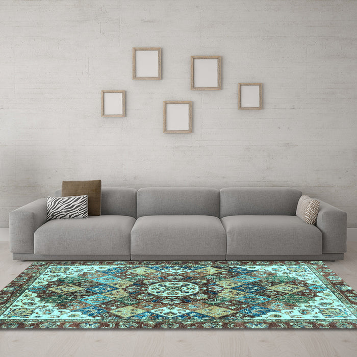 Machine Washable Abstract Light Blue Modern Rug in a Living Room, wshabs3534lblu