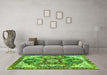 Machine Washable Abstract Green Modern Area Rugs in a Living Room,, wshabs3534grn