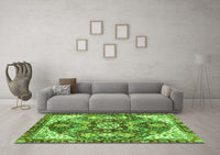 Machine Washable Abstract Green Modern Rug, wshabs3534grn