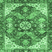 Square Machine Washable Abstract Emerald Green Modern Area Rugs, wshabs3534emgrn