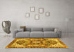 Machine Washable Abstract Yellow Modern Rug in a Living Room, wshabs3534yw