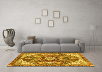 Machine Washable Abstract Yellow Modern Rug, wshabs3534yw