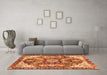 Machine Washable Abstract Orange Modern Area Rugs in a Living Room, wshabs3534org